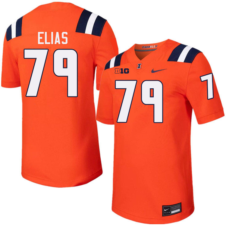 Men #79 Luciano Elias Illinois Fighting Illini College Football Jerseys Stitched-Orange